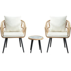 Ensemble de conversation pour patio en rotin et osier 3 pièces