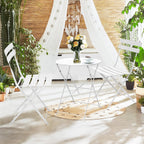 Ensemble bistrot pliant en métal 3 pièces, résistant aux intempéries, pour l'extérieur et l'intérieur, idéal pour la terrasse, la cour et le jardin.