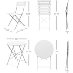 Ensemble bistrot pliant en métal 3 pièces, résistant aux intempéries, pour l'extérieur et l'intérieur, idéal pour la terrasse, la cour et le jardin.