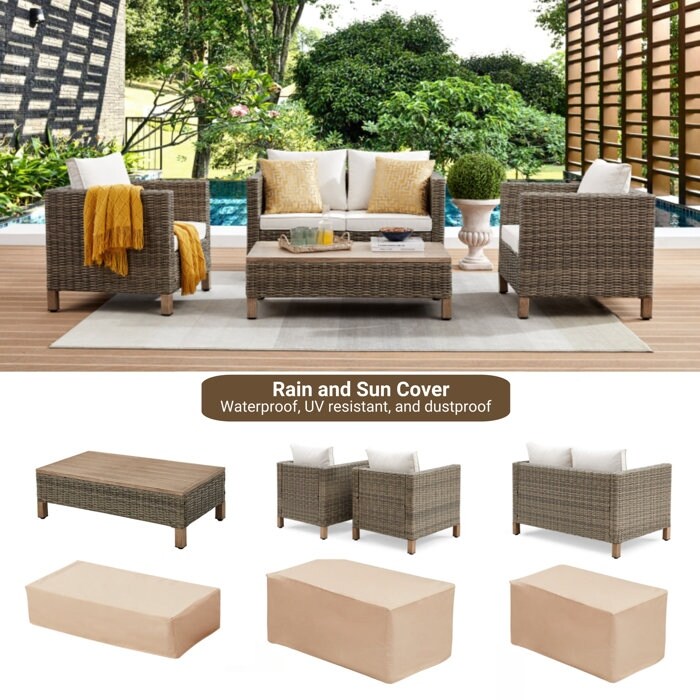 Ensemble de sièges d'extérieur pour 4 personnes avec coussins