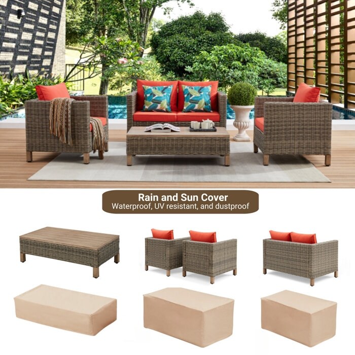 Ensemble de sièges d'extérieur pour 4 personnes avec coussins