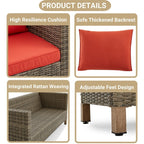 Ensemble de sièges d'extérieur pour 4 personnes avec coussins