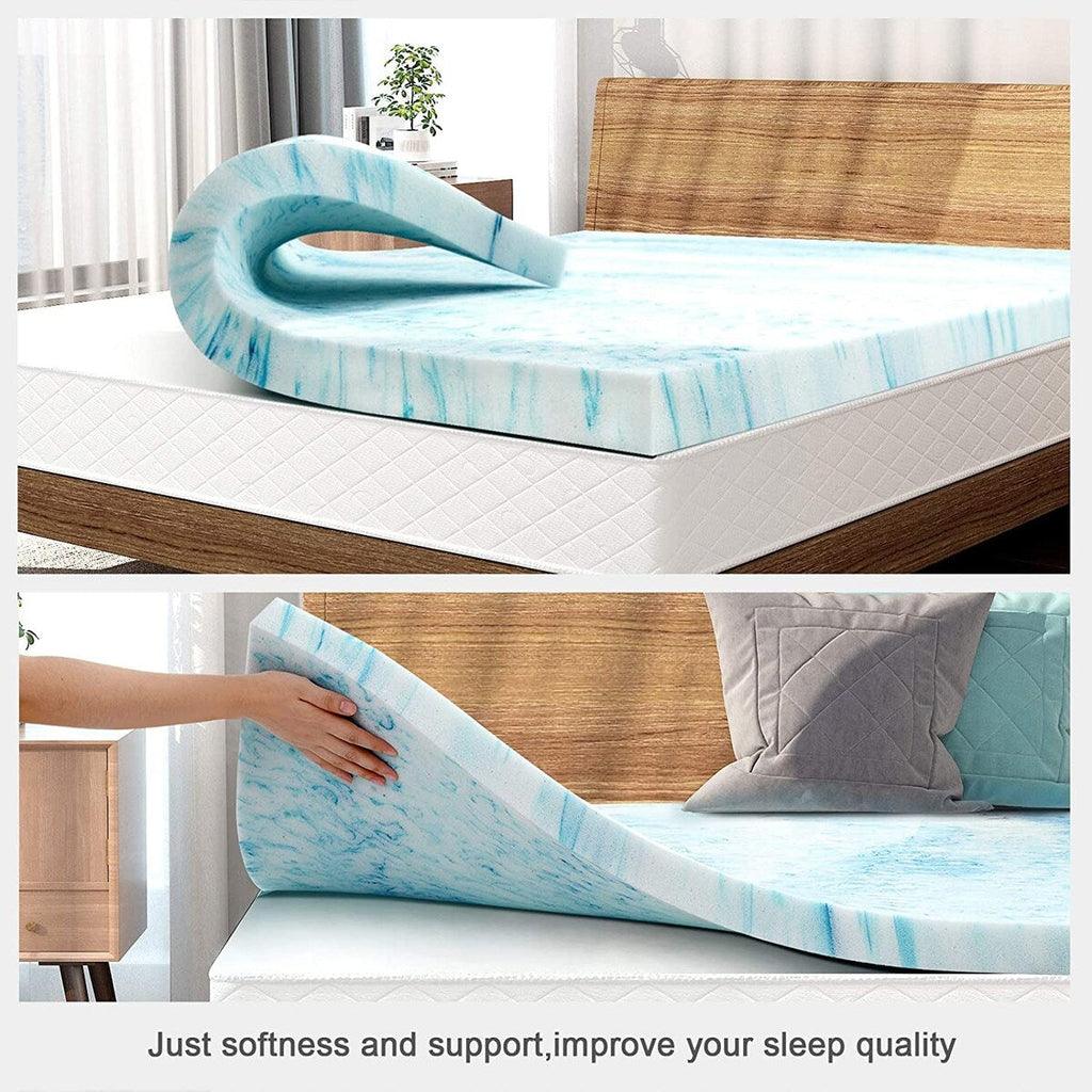 Surmatelas en mousse à mémoire de forme avec gel rafraîchissant de 10 cm et mousse ventilée CertiPUR-US