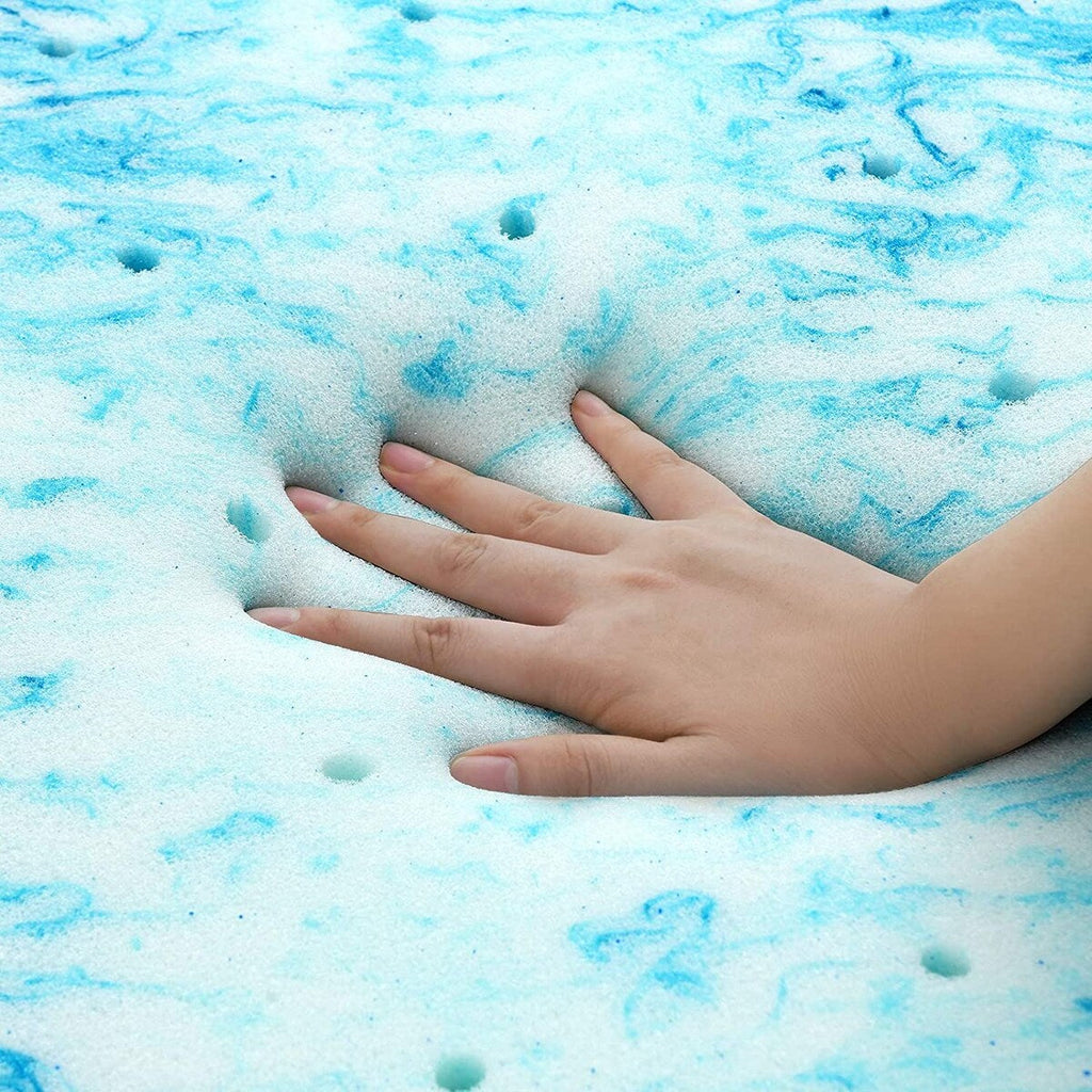 Surmatelas en mousse à mémoire de forme avec gel rafraîchissant de 10 cm et mousse ventilée CertiPUR-US