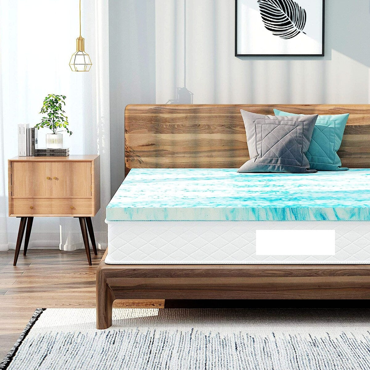 Surmatelas en mousse à mémoire de forme avec gel rafraîchissant de 10 cm et mousse ventilée CertiPUR-US