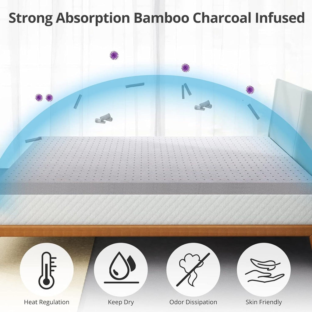 Surmatelas Queen size de 4 pouces, surmatelas en mousse à mémoire de forme gel pour lit double, pour un sommeil doux et rafraîchissant, soulage la pression