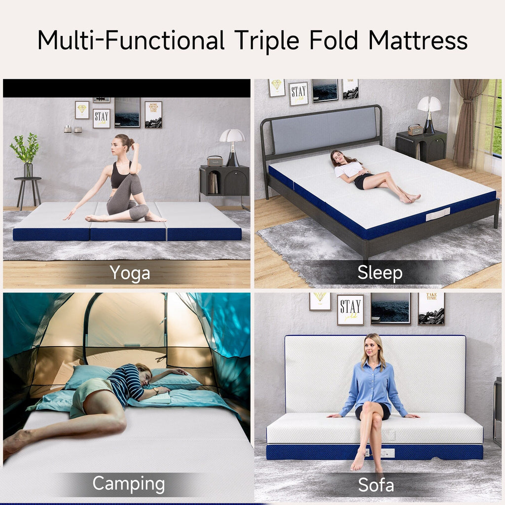 Matelas en mousse à mémoire de forme rafraîchissante à trois volets de 4 pouces