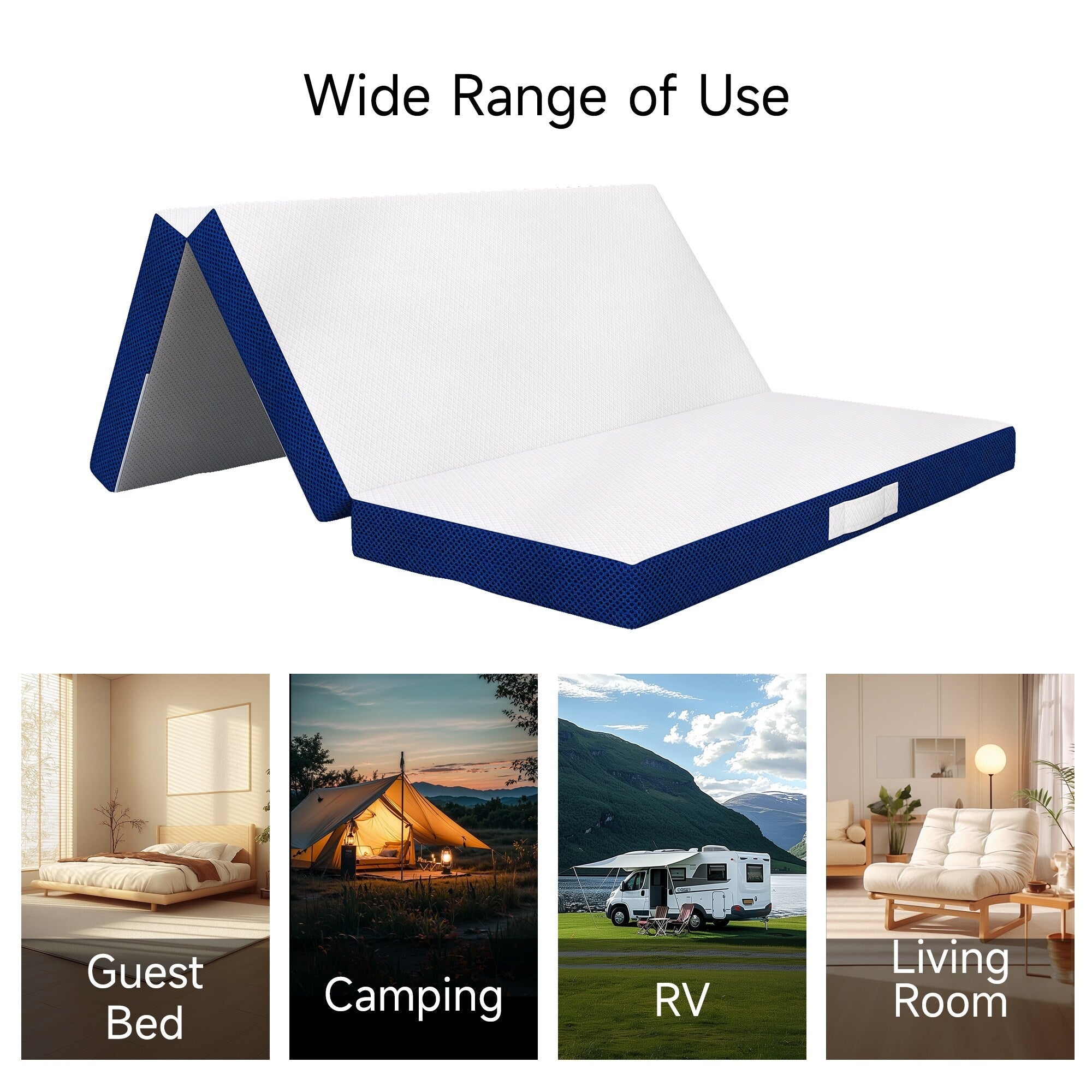 Matelas en mousse à mémoire de forme rafraîchissante à trois volets de 4 pouces