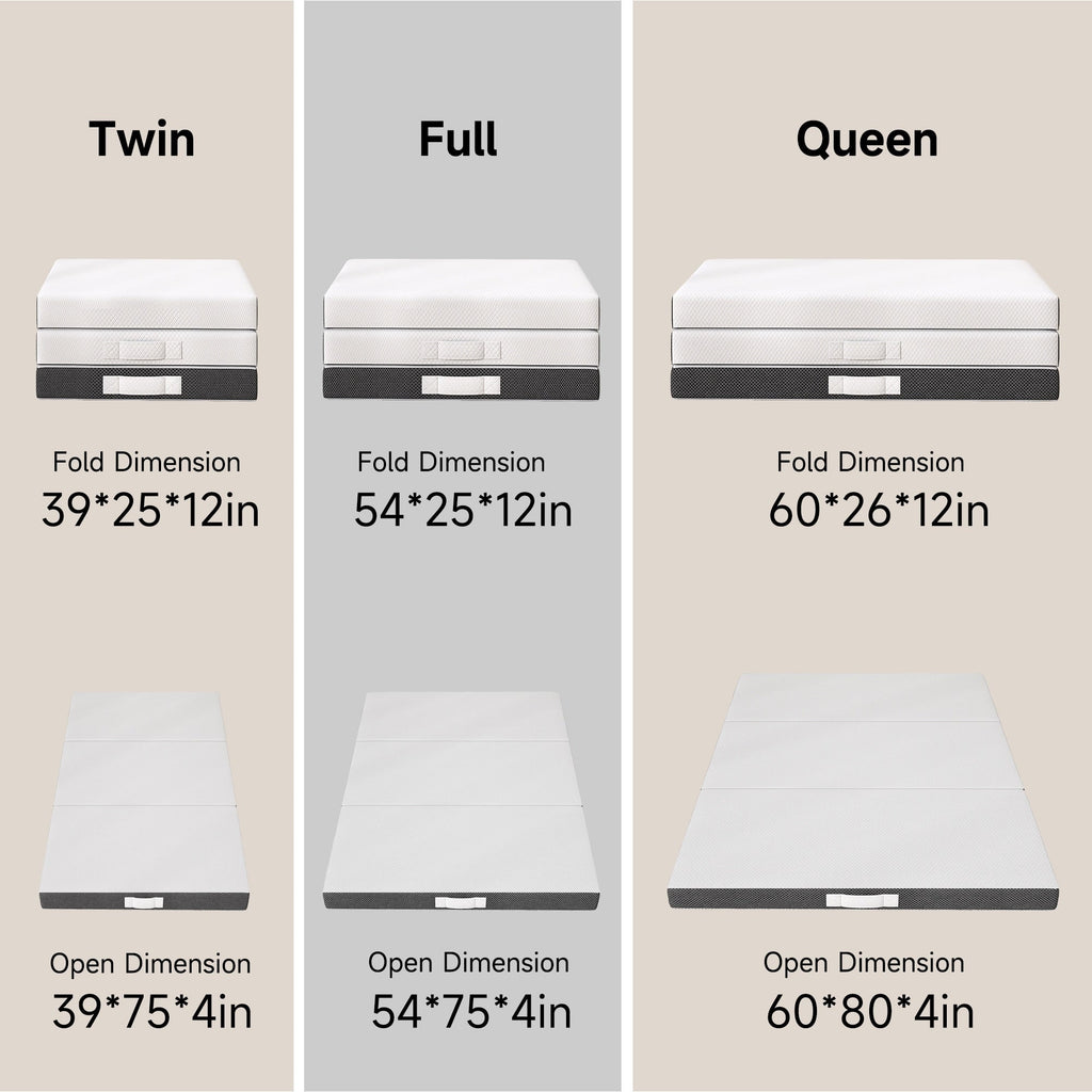 Matelas en mousse à mémoire de forme rafraîchissante à trois volets de 4 pouces