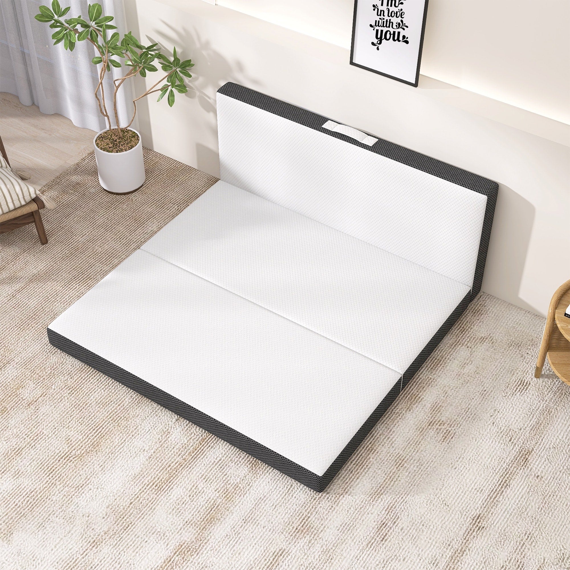 Matelas en mousse à mémoire de forme rafraîchissante à trois volets de 4 pouces