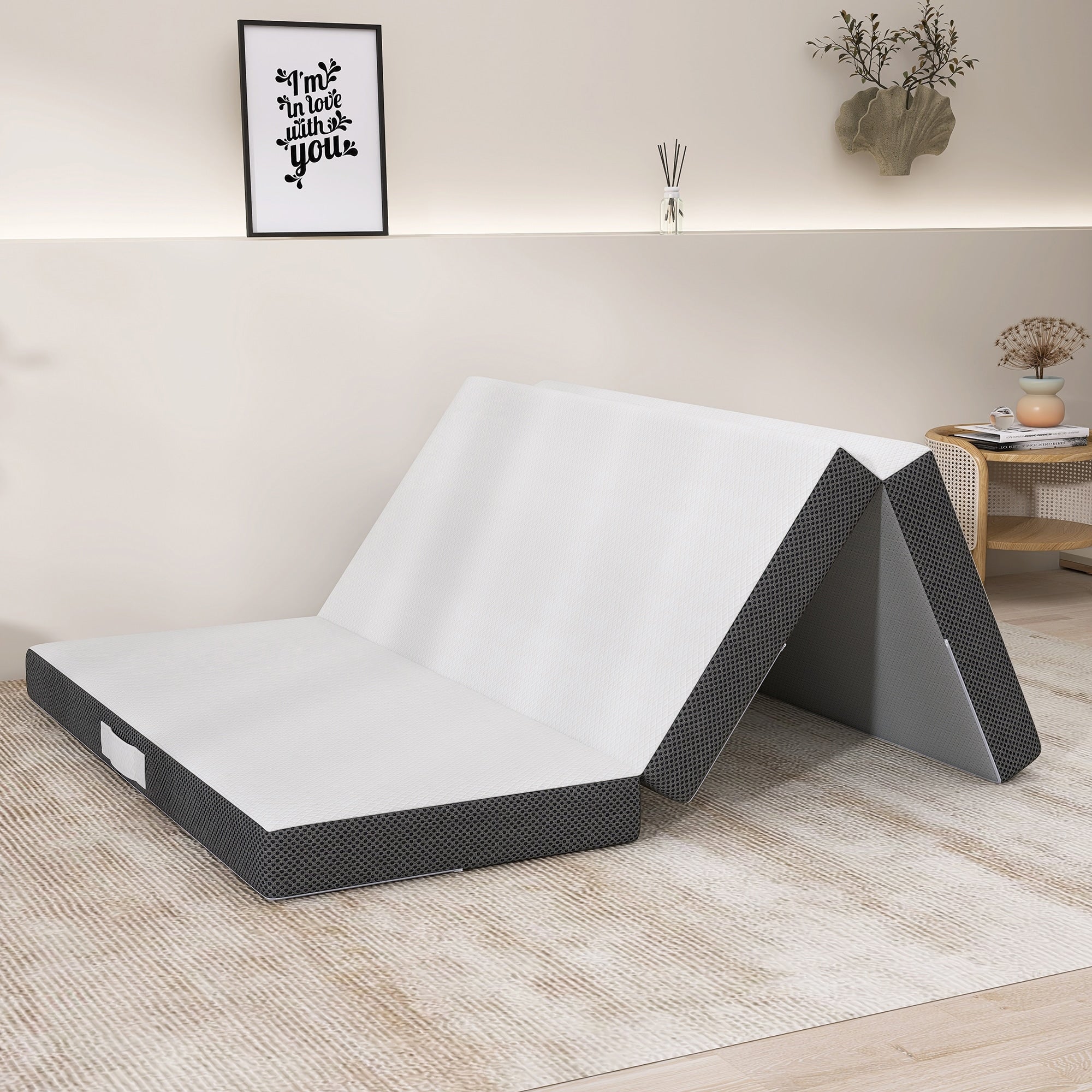 Matelas en mousse à mémoire de forme rafraîchissante à trois volets de 4 pouces