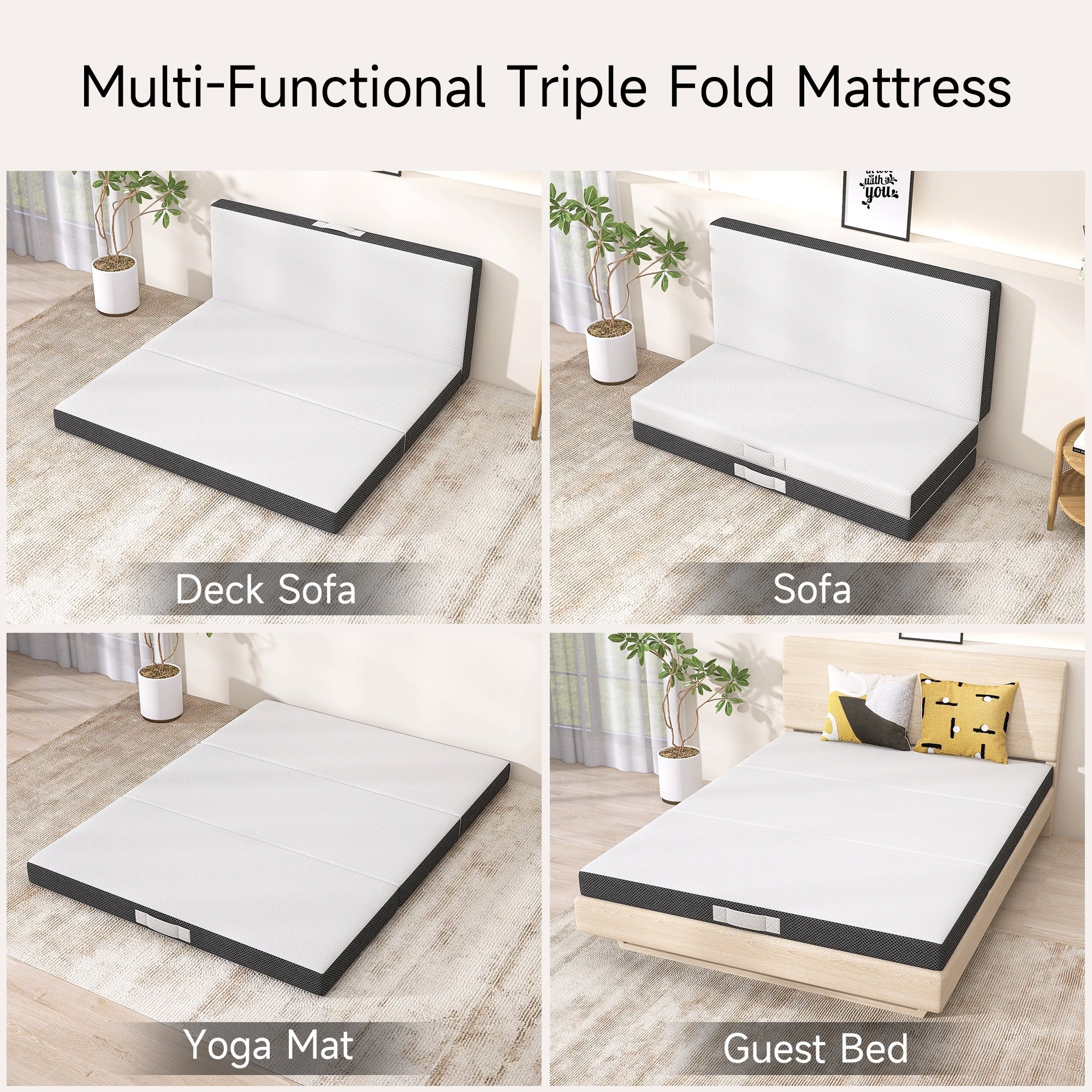 Matelas en mousse à mémoire de forme rafraîchissante à trois volets de 4 pouces