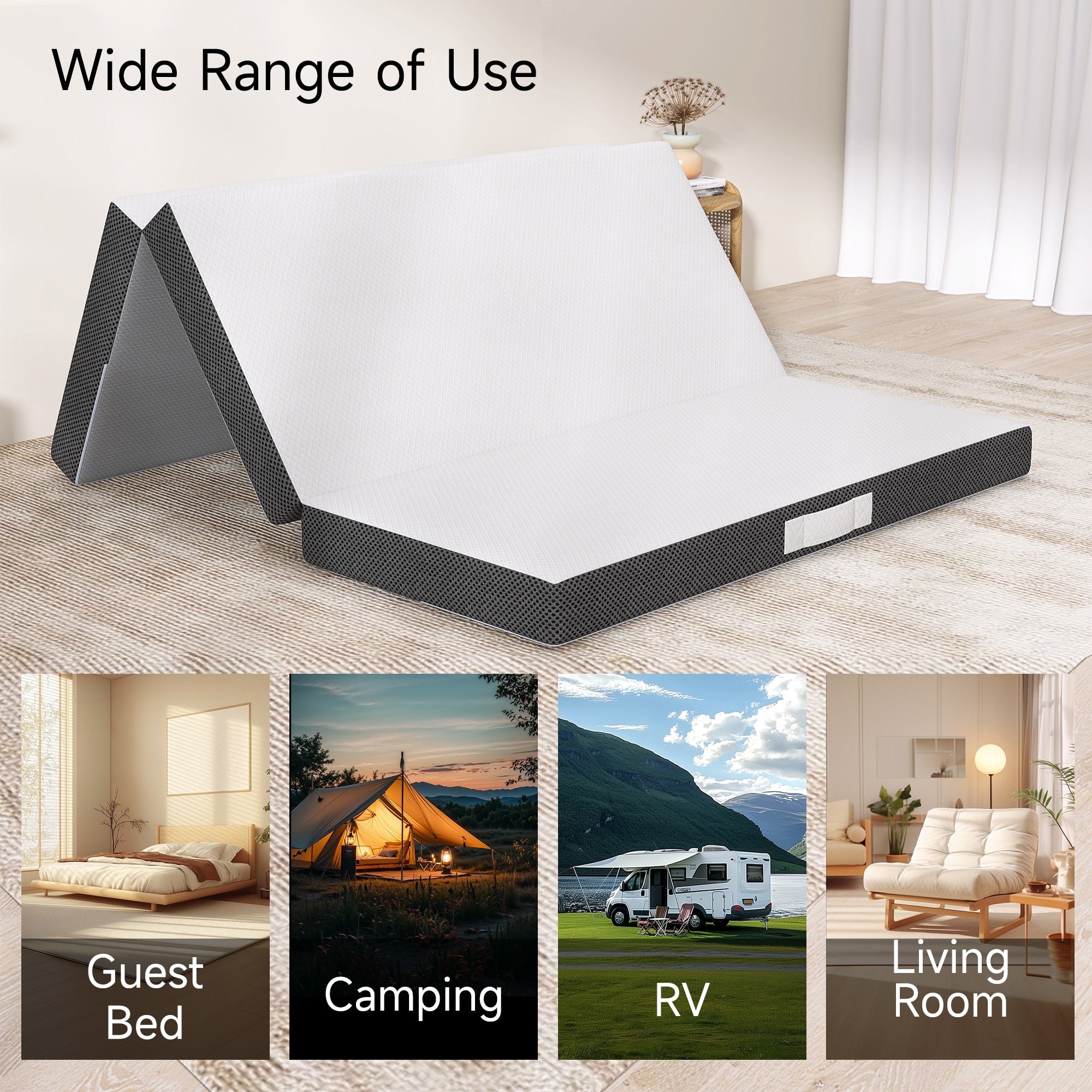 Matelas en mousse à mémoire de forme rafraîchissante à trois volets de 4 pouces