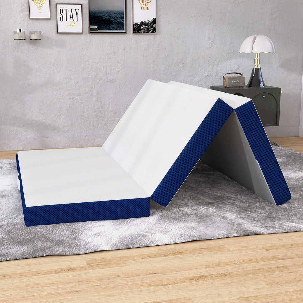 Matelas en mousse à mémoire de forme rafraîchissante à trois volets de 4 pouces
