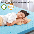 Surmatelas double en mousse à mémoire de forme de 4 pouces, soulagement rafraîchissant de la pression et des douleurs dorsales, CertiPUR