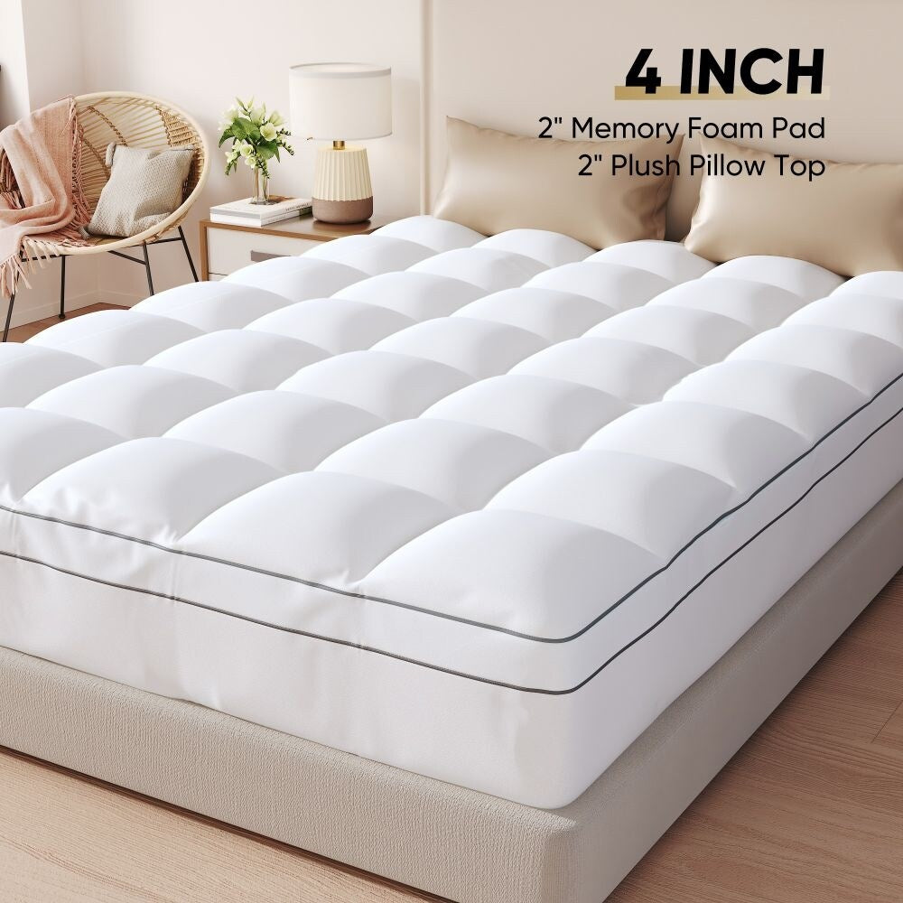 Housses de matelas en mousse à mémoire de forme blanches de 4 pouces
