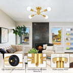 Plafonnier semi-encastré industriel à 4 lampes pour cuisine, salle à manger, chambre à coucher, bureau, salon - N/A