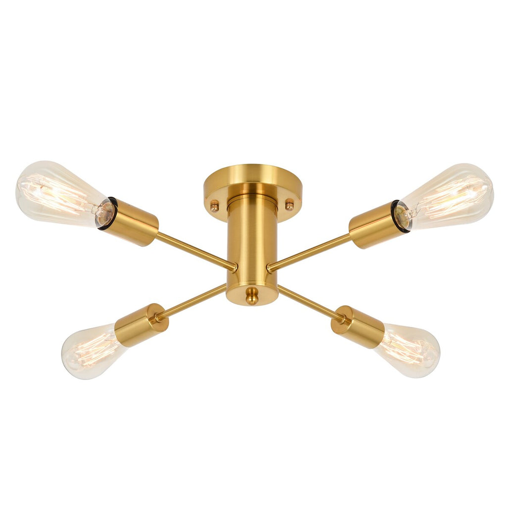 Plafonnier semi-encastré industriel à 4 lampes pour cuisine, salle à manger, chambre à coucher, bureau, salon - N/A