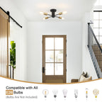 Plafonnier semi-encastré industriel à 4 lampes pour cuisine, salle à manger, chambre à coucher, bureau, salon - N/A