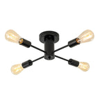 Plafonnier semi-encastré industriel à 4 lampes pour cuisine, salle à manger, chambre à coucher, bureau, salon - N/A