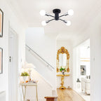 Plafonnier semi-encastré industriel à 4 lampes pour cuisine, salle à manger, chambre à coucher, bureau, salon - N/A