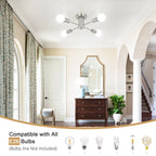 Plafonnier semi-encastré industriel à 4 lampes pour cuisine, salle à manger, chambre à coucher, bureau, salon - N/A