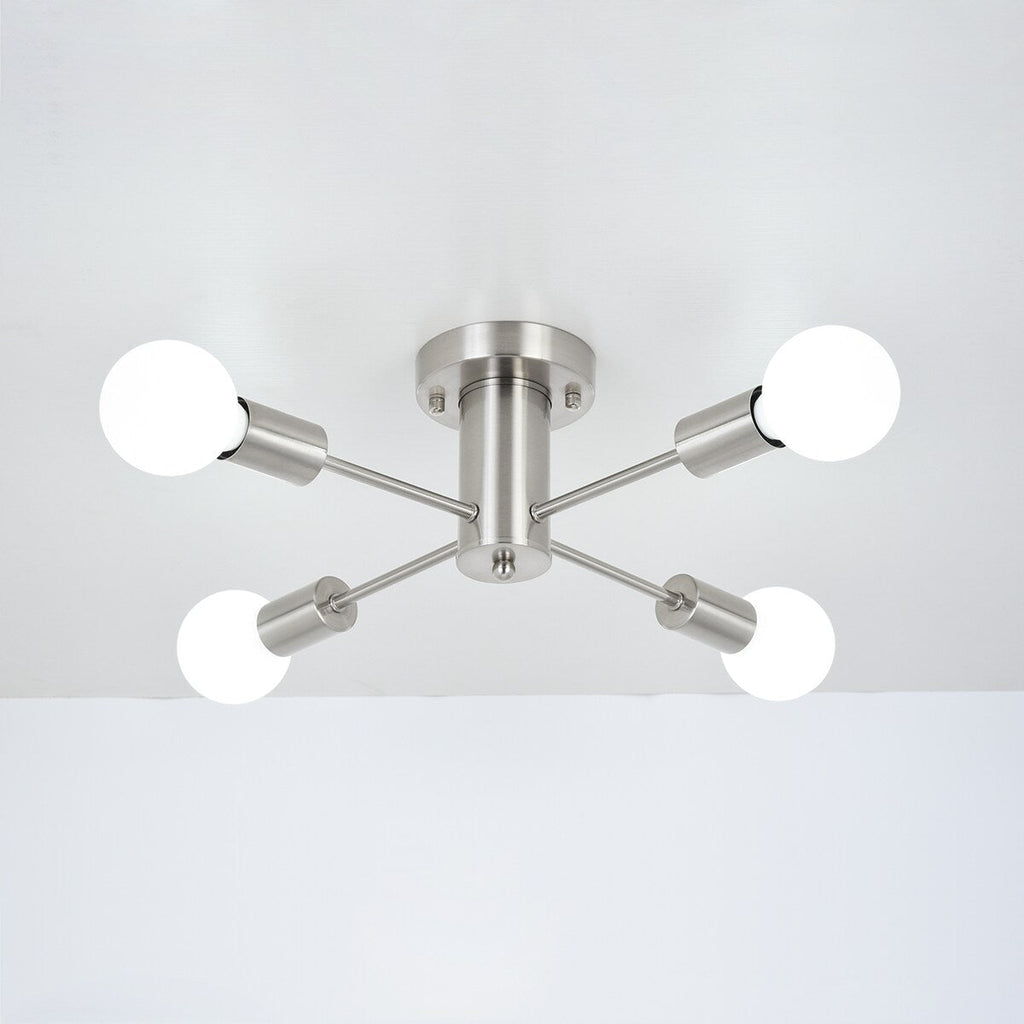 Plafonnier semi-encastré industriel à 4 lampes pour cuisine, salle à manger, chambre à coucher, bureau, salon - N/A