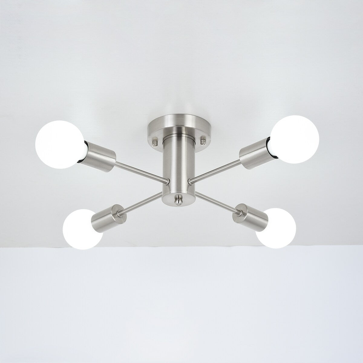 Plafonnier semi-encastré industriel à 4 lampes pour cuisine, salle à manger, chambre à coucher, bureau, salon - N/A