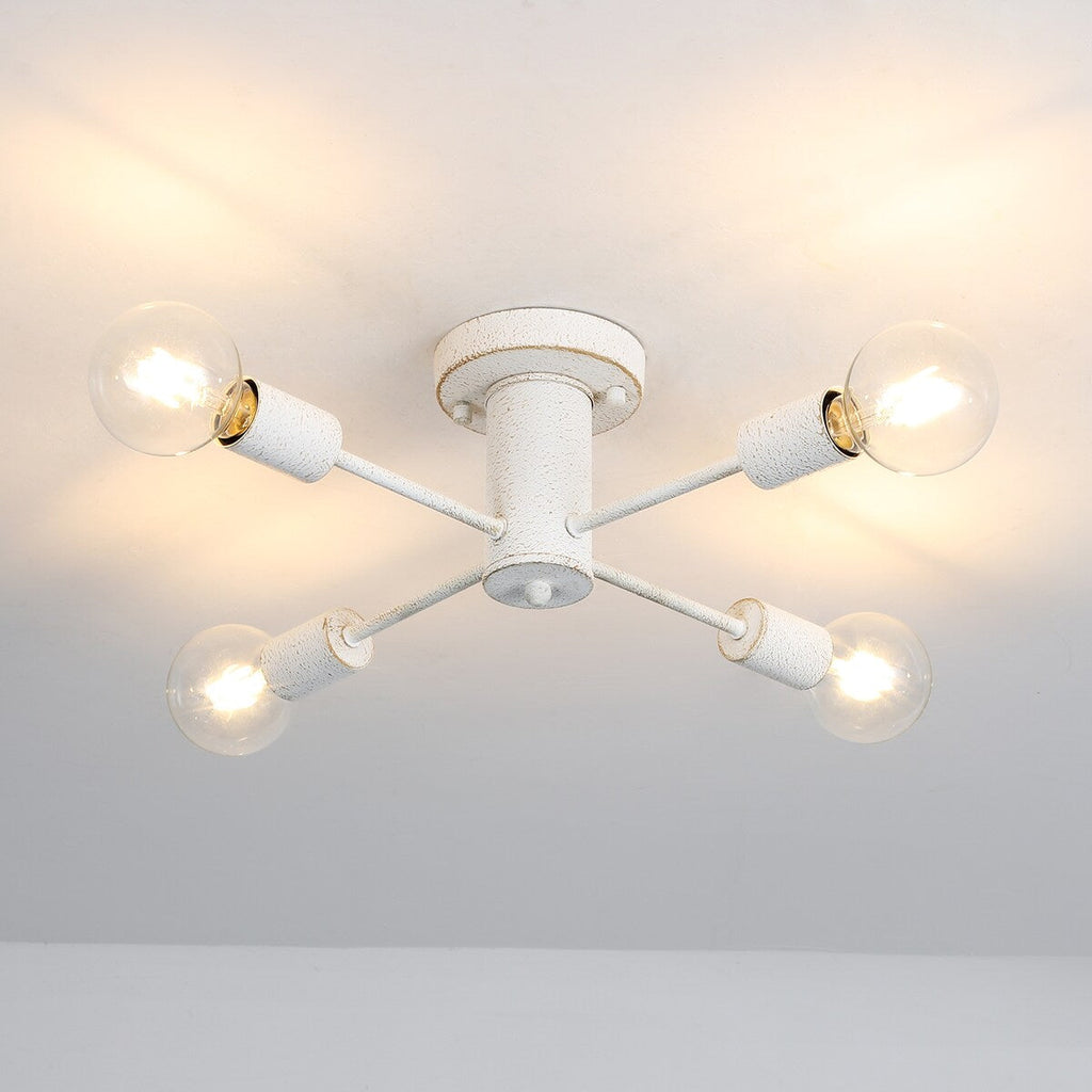 Plafonnier semi-encastré industriel à 4 lampes pour cuisine, salle à manger, chambre à coucher, bureau, salon - N/A