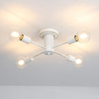 Plafonnier semi-encastré industriel à 4 lampes pour cuisine, salle à manger, chambre à coucher, bureau, salon - N/A
