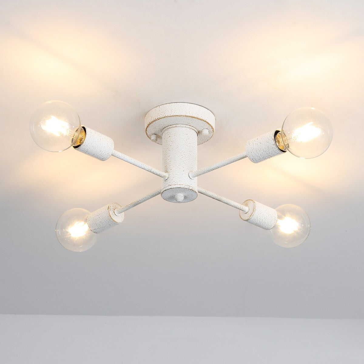 Plafonnier semi-encastré industriel à 4 lampes pour cuisine, salle à manger, chambre à coucher, bureau, salon - N/A