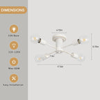 Plafonnier semi-encastré industriel à 4 lampes pour cuisine, salle à manger, chambre à coucher, bureau, salon - N/A