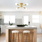 Plafonnier semi-encastré industriel à 4 lampes pour cuisine, salle à manger, chambre à coucher, bureau, salon - N/A