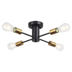 Plafonnier semi-encastré industriel à 4 lampes pour cuisine, salle à manger, chambre à coucher, bureau, salon - N/A