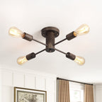Plafonnier semi-encastré industriel à 4 lampes pour cuisine, salle à manger, chambre à coucher, bureau, salon - N/A
