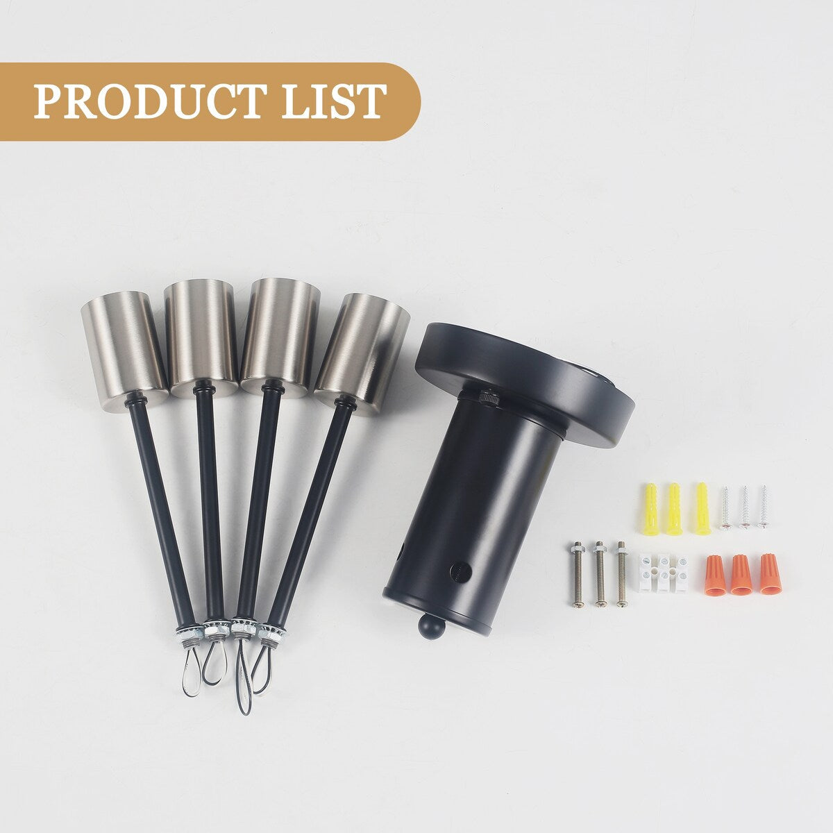 Plafonnier semi-encastré industriel à 4 lampes pour cuisine, salle à manger, chambre à coucher, bureau, salon - N/A