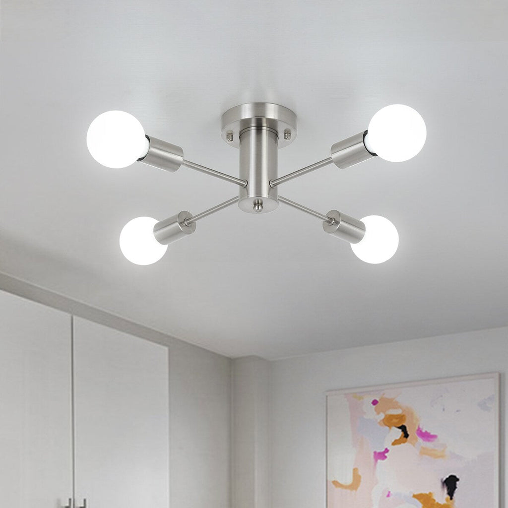 Plafonnier semi-encastré industriel à 4 lampes pour cuisine, salle à manger, chambre à coucher, bureau, salon - N/A