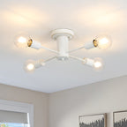 Plafonnier semi-encastré industriel à 4 lampes pour cuisine, salle à manger, chambre à coucher, bureau, salon - N/A