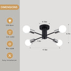 Plafonnier semi-encastré industriel à 4 lampes pour cuisine, salle à manger, chambre à coucher, bureau, salon - N/A