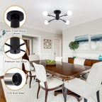 Plafonnier semi-encastré industriel à 4 lampes pour cuisine, salle à manger, chambre à coucher, bureau, salon - N/A