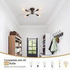 Plafonnier semi-encastré industriel à 4 lampes pour cuisine, salle à manger, chambre à coucher, bureau, salon - N/A