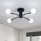 Plafonnier semi-encastré industriel à 4 lampes pour cuisine, salle à manger, chambre à coucher, bureau, salon - N/A