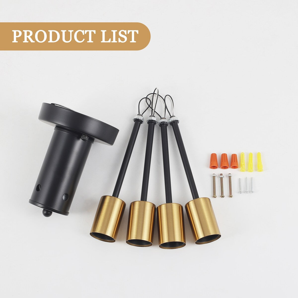 Plafonnier semi-encastré industriel à 4 lampes pour cuisine, salle à manger, chambre à coucher, bureau, salon - N/A