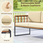 Ensemble de meubles d'extérieur 4 pièces, canapé d'extérieur en bois avec coussins moelleux