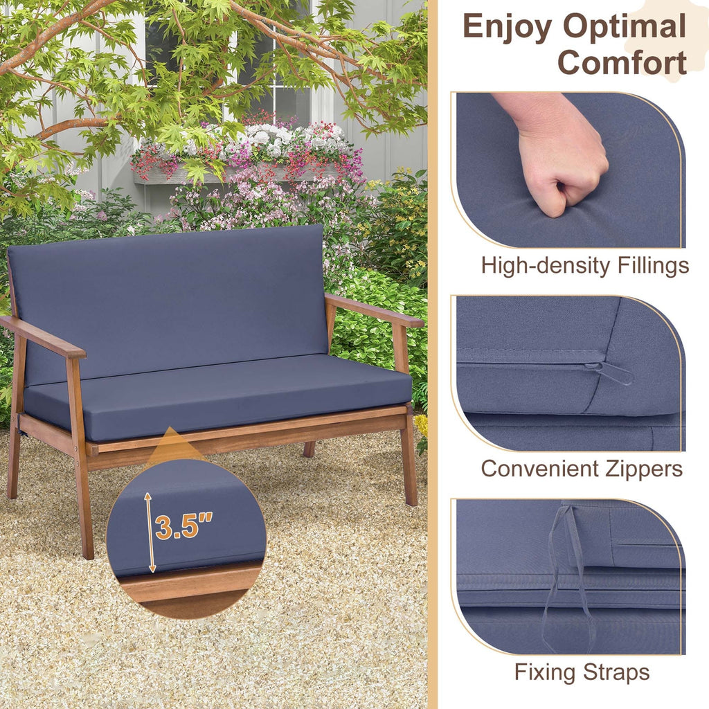 Ensemble de conversation de patio 4 pièces en bois d'acacia avec canapé, table basse et coussins