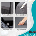 Ensemble de conversation de patio en osier 4 pièces avec canapé et chaise en rotin