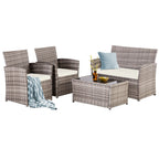 Ensemble de conversation de patio en osier 4 pièces avec canapé et chaise en rotin