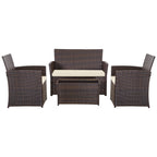 Ensemble de conversation de patio en osier 4 pièces avec canapé et chaise en rotin