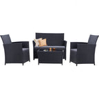 Ensemble de conversation de patio en osier 4 pièces avec canapé et chaise en rotin