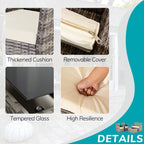 Ensemble de conversation de patio en osier 4 pièces avec canapé et chaise en rotin